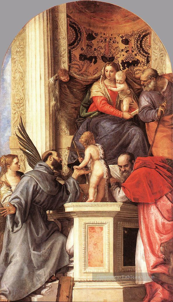 Madonna enthroned avec Saints Renaissance Paolo Veronese Peintures à l'huile